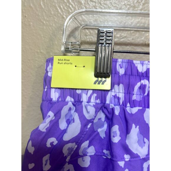 All In Motion Women’s‎ 3” Running Shorts Large Purple Leopard Zip Pocket NWT - Picture 7 of 12